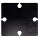 A black table top with two circular cutouts, featuring a smooth surface and rectangular shape. Brand logo present.