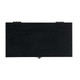 A black wooden cheese board with metal hinges and a clasp. The surface is smooth and unmarked.
