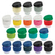 A drink bottle collection featuring various colours of the Nova Cup - Tritan 230ml with a black lid and branding.