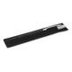 A sleek metal pen with a silver finish, resting on a black suede pouch.