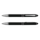 A black stylus pen with a sleek design and silver accents. It features a removable cap for the writing tip.