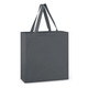 A grey cotton tote bag with two sturdy handles and a simple design. It features a branding logo. A grey cotton tote bag with two sturdy handles and a simple design. It features a branding logo.