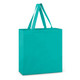 A turquoise cotton tote bag with two handles, designed for promotional use. A turquoise cotton tote bag with two handles, designed for promotional use.