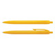 A pair of yellow plastic pens, featuring a sleek design and a clip on the side. Each pen has a pointed tip.