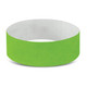 A green Tyvek event wristband designed for exhibitions and events, featuring a textured surface and an adhesive closure.