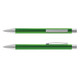 A metal pen in a vibrant green color with a sleek design, featuring a silver clip and accents.