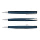 A collection of three Lamy Studio Pens displayed in a sleek design with a dark blue finish and chrome accents.