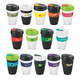 A set of reusable drink bottles in various colours, featuring different designs and logos, with 480ml capacity. A set of reusable drink bottles in various colours, featuring different designs and logos, with 480ml capacity.