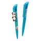 A set of two colorful plastic pens designed for kids, featuring a playful panda clip on one pen.