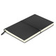 A black Samson Notebook with a textured cover and an elastic band closure, featuring cream-coloured pages.