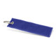 A woven key ring in a vibrant blue colour, featuring a metal keyring attachment.