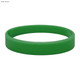 A dark green silicone wristband with a smooth finish and a uniform thickness. It features a logo.