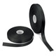 Two rolls of 25mm personalised ribbon in black, one partially unspooled, featuring a logo on the spool.