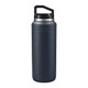 A drink bottle in dark grey featuring a black lid and a handle, designed for beverage storage.