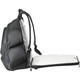 A black checkpoint-friendly backpack with multiple compartments and a flat opening for easy access.