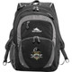 A black and grey High Sierra Overtime Fly-By 17" backpack with multiple compartments and a logo on the front.