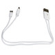 A white USB charging cable with two connectors, designed for compatibility with multiple devices.