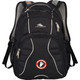 A black High Sierra Swerve 17" 34L backpack with multiple compartments and mesh side pockets, featuring a logo.