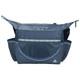 A cooler bag with a navy blue design, featuring multiple pockets and a branded logo.