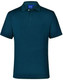 A dark navy polo shirt with a collar, featuring a button-up placket and a logo.