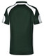 A green polo shirt with white accents and a logo on the back. Ideal for kids’ casual wear.