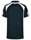 A dark green polo shirt featuring a contrasting white trim and a logo on the front.