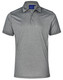 A grey short sleeve polo shirt featuring a subtle design and a logo on the collar. A grey short sleeve polo shirt featuring a subtle design and a logo on the collar.