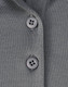 A grey polo shirt featuring two grey buttons on the collar, made from sustainable poly/cotton fabric. A grey polo shirt featuring two grey buttons on the collar, made from sustainable poly/cotton fabric.