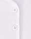 A close-up of a white polo shirt featuring two button closures and a smooth fabric texture. A close-up of a white polo shirt featuring two button closures and a smooth fabric texture.