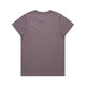 A purple tee shirt with a simple design and no visible branding displayed from the back.