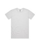A light grey t-shirt with a classic crew neck and short sleeves, featuring a branding logo.