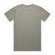 A plain faded tee in a soft green hue, featuring a simple design on the back and a small logo.