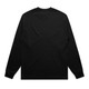 A long-sleeve black t-shirt featuring a plain back design, with fitted cuffs. It includes a branding logo.