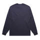 A navy blue long sleeve tee with a plain back and fitted cuffs. It features a logo on one side.