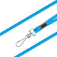 A blue poly rope lanyard featuring a metal clip and a sleek design.