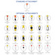 A collection of lanyard attachments in various colours, including hooks, clips, and connectors. Some have branding.