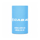 A drink bottle stubby holder in light blue with a logo. Ideal for keeping drinks insulated.