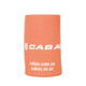 An orange stubby holder with a base, featuring a logo.