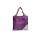 A purple foldaway shopping bag with a white accent and a logo printed on the front.