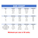 A size chart for Rubber Platform Classic Thongs, detailing men's, women's, and kids' sizes with measurements.