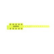 A bright yellow tabbed disposable PVC wristband featuring multiple cup icons and a logo. Suitable for events.