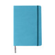 A5 PU cover notebook in a vibrant turquoise colour, featuring an elastic closure and a ribbon bookmark.