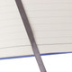 A B5 notebook with a full colour cardboard cover, featuring lined pages and a grey ribbon bookmark.