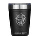 A drink bottle in matte black with a metal rim and a logo featuring outdoor themes. Capacity of 350ml. A drink bottle in matte black with a metal rim and a logo featuring outdoor themes. Capacity of 350ml.