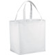 A white non-woven shopper tote bag with two handles, featuring a simple design and ample storage space.
