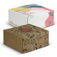 Two die cut boxes with locking lids; one features a colourful design, while the other is a brown kraft box with floral patterns.