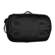 A black duffel bag with textured grips on the base, featuring carry handles and a shoulder strap.