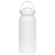 A drink bottle with a white rubber coating and a handle, featuring a screw-top lid.