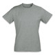 A light grey women's T-shirt with a rounded neckline and short sleeves. It features a logo on one side. A light grey women's T-shirt with a rounded neckline and short sleeves. It features a logo on one side.