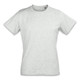 A light grey women's T-shirt with short sleeves, featuring a round neckline and a logo. A light grey women's T-shirt with short sleeves, featuring a round neckline and a logo.
